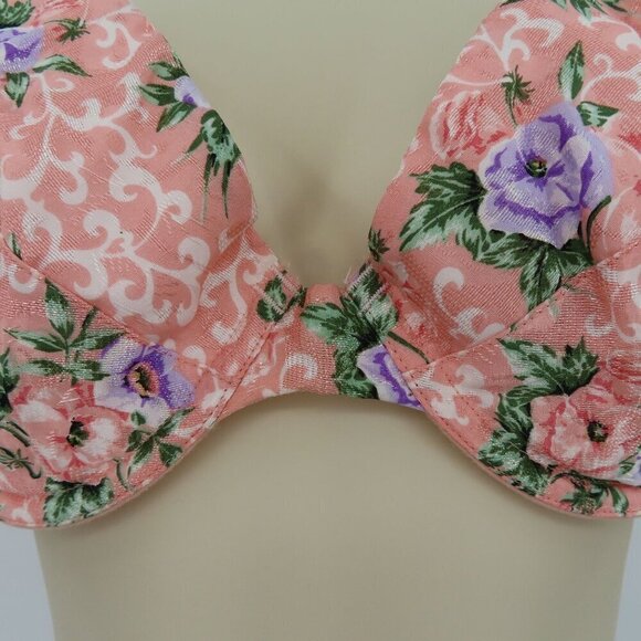 Victorias Secret Gold Label 36C 695 Pink Purple Flower Floral Underwire Bra VTG - Picture 3 of 14